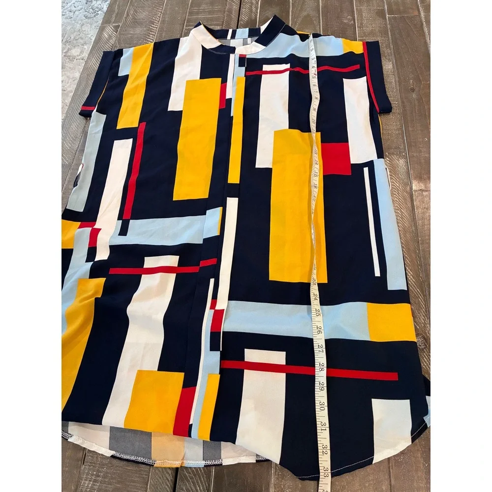 Abstract Geometric Colorblock Shift Dress XL Short Sleeve Mod Art Pop Modernist‎ - Picture 7 of 7